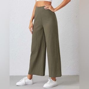 SHEIN.  Women's Wide Legged Linen Pants. Olive Green Size 8/10